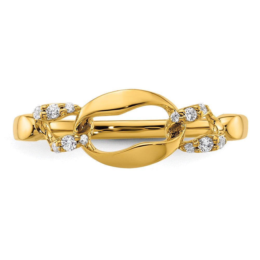 14K Gelbgold Poliert Diamant Wellenförmiger Ovaler Fashion-Ring