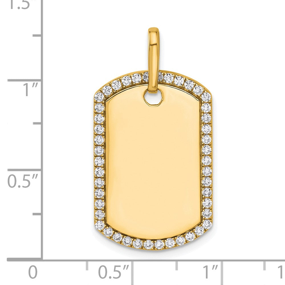 14K Gelbgold Personalisiert Diamant Erkennungsmarke Charm