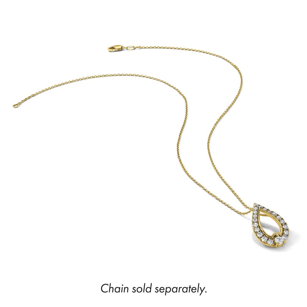 14K Gelbgold Poliert 1/2 Karat Diamant Tropfen Kette Anhänger