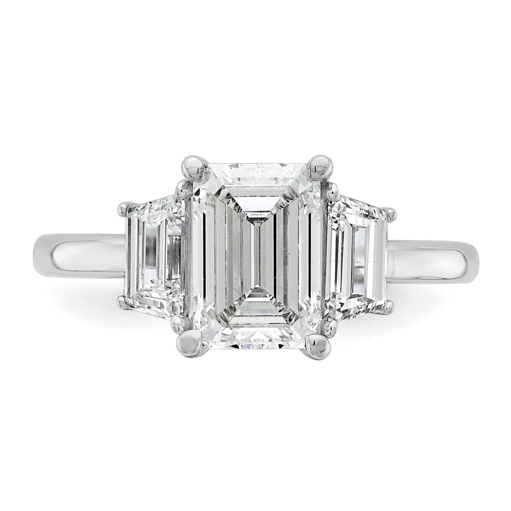 14K Weißgold 3/4ct Im Labor Gezüchtet Diamant Vs+ F+ Halbfassung Smaragd Mittig Ring