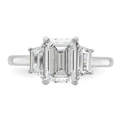 14K Weißgold 3/4ct Im Labor Gezüchtet Diamant Vs+ F+ Halbfassung Smaragd Mittig Ring