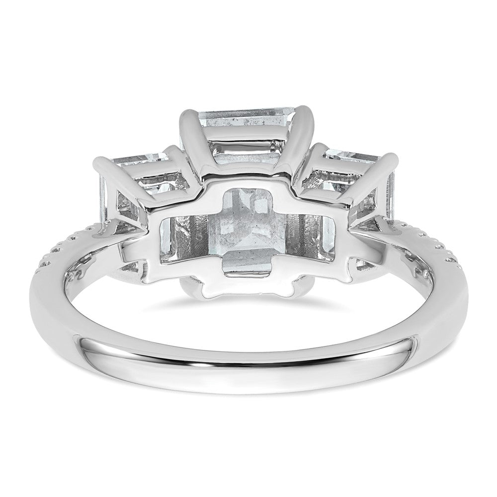 14K Weißgold Verlobungsring mit 3 3/8K im Labor gezüchteten Diamanten VS/SI+ G+ im Emerald-Schliff, zertifiziert, komplett, 3 Steine