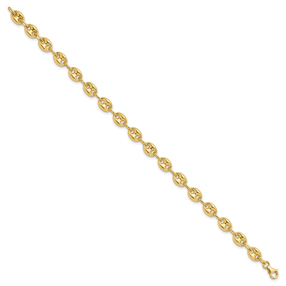 14K Gelbgold Poliert 6.3mm Gewölbt Anker/mariner Glieder Gliederarmband