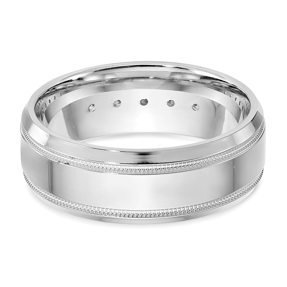 True Origin 14K Weißgold Labor gezüchteter Diamant VS+ F+ 0,5 ct. Größe 9 Ehering mit komplettem Facettenrand und Millegriffe