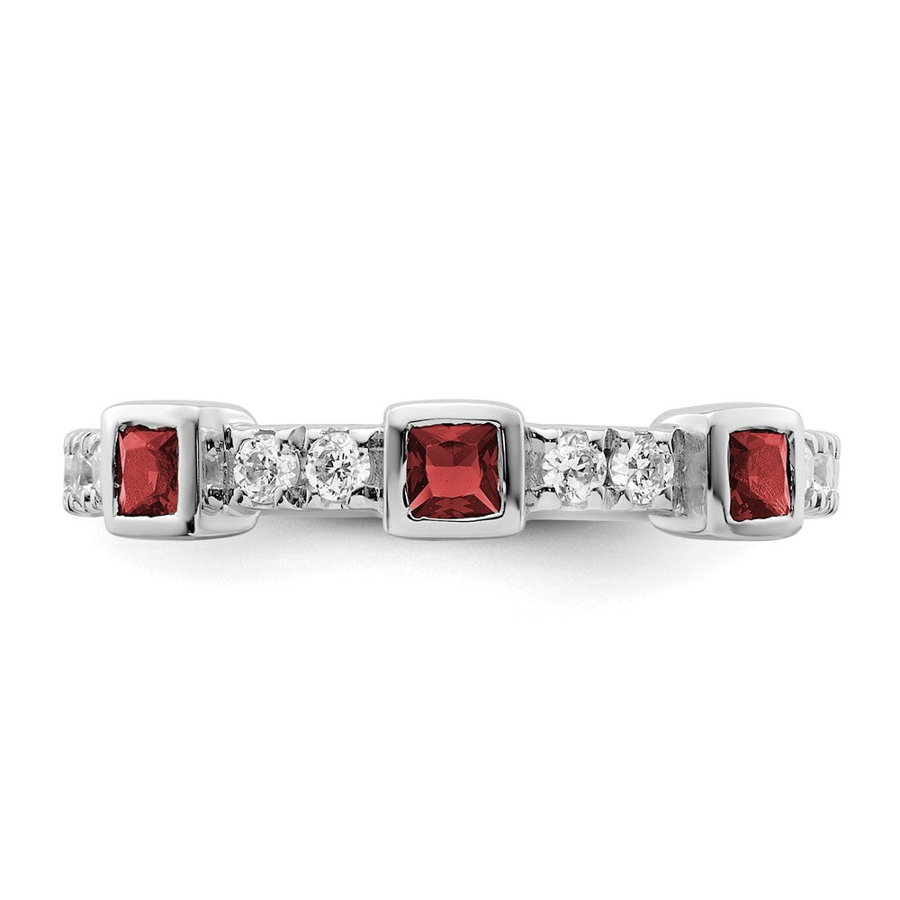 14K Weißgold Fashion-Ring, poliert, mit Diamant und Rubin