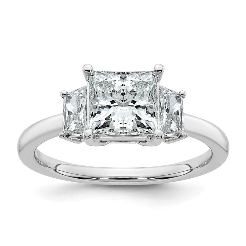 14K Weißgold 2 Karat Im Labor Gezüchtet Diamant Vs+ F+ Princess und Trapezoid Komplett Dreistein Verlobungsring