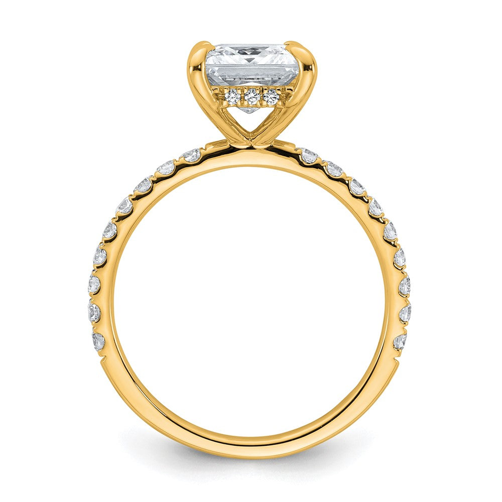 14K Gelbgold 2,5K Zertifizierter Laborgezüchteter Diamant VS/SI+ G+ Princess Solitär-Verlobungsring mit Flair, komplett