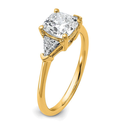 14K Gelbgold 1/2 Karat Im Labor Gezüchtet Diamant Vs/si+ G+ Dreieck 1 1/2 Karat Kissen Mittig Halbfassung Dreistein Verlobungsring