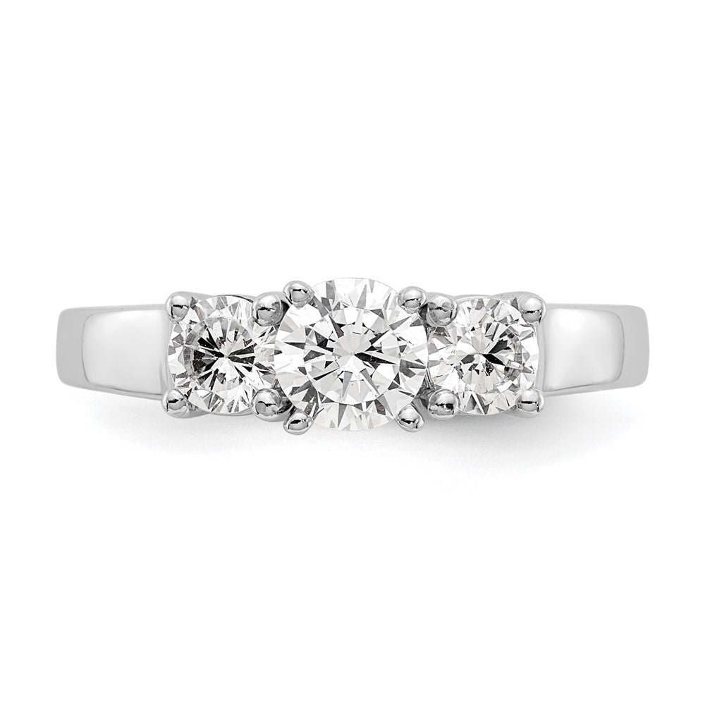 14K Weißgold 3-stone Stift Set Mittig Halbfassung Diamant Verlobungsring
