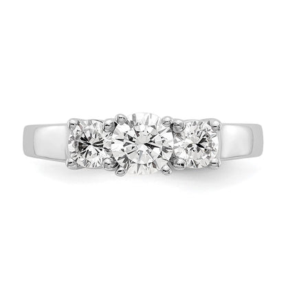 14K Weißgold 3-stone Stift Set Mittig Halbfassung Diamant Verlobungsring