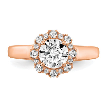 True Origin 14K Roségold 0,25K Labor-gezüchteter Diamant VS+ F+ Semi-Mount Rund Halo Verlobungsring