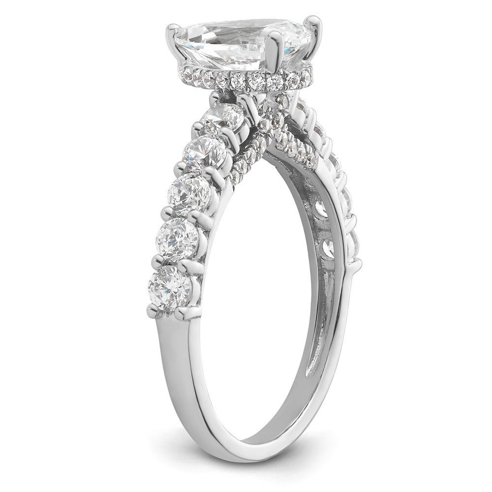 14K Weißgold Verlobungsring mit 2K Labor-gezüchtetem Diamant, VS/SI+ G+, Birnenschliff, komplett