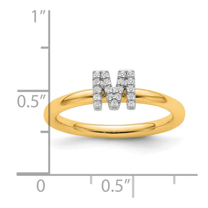 14K Gelbgold Stapelbar Diamant Initiale M Größe 7 Ring
