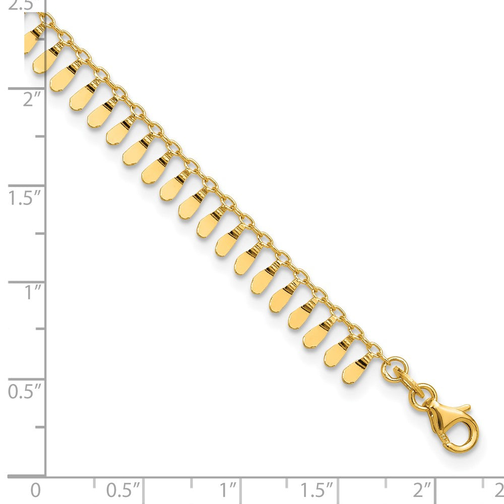14K Gelbgold Poliert Fantasie Dangles Plus Verlängerung Total Kette Fußkettchen