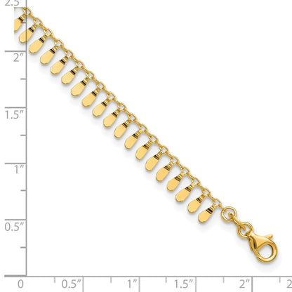 14K Gelbgold Poliert Fantasie Dangles Plus Verlängerung Total Kette Fußkettchen
