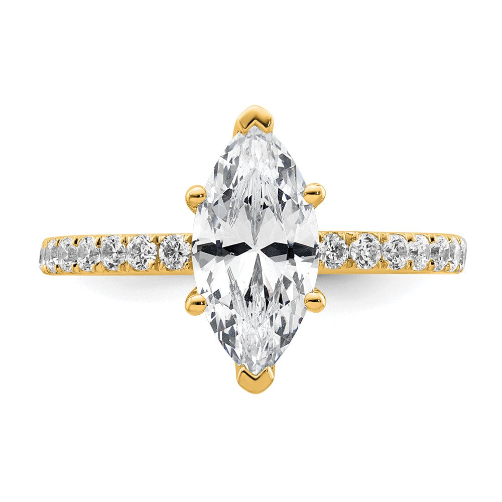 14K Gelbgold Verlobungsring mit 2,625 ct. zertifizierten, im Labor gezüchteten Diamanten VS/SI+ G+ im Marquise-Schliff, kompletter Solitär mit Flair