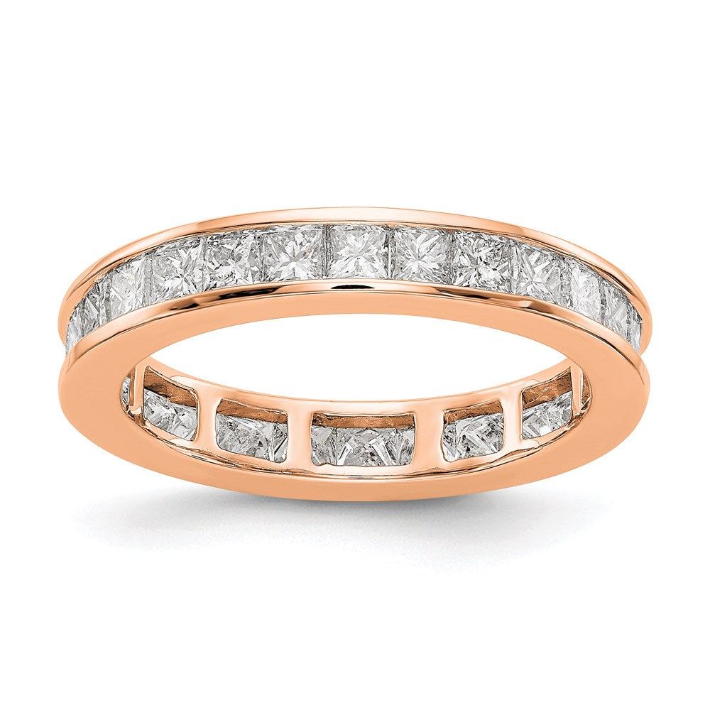 14K Roségold Poliert Größe 7.5 Kanalfassung-set 2 Karat Princess Diamant Komplett Memoire Ehering Ring
