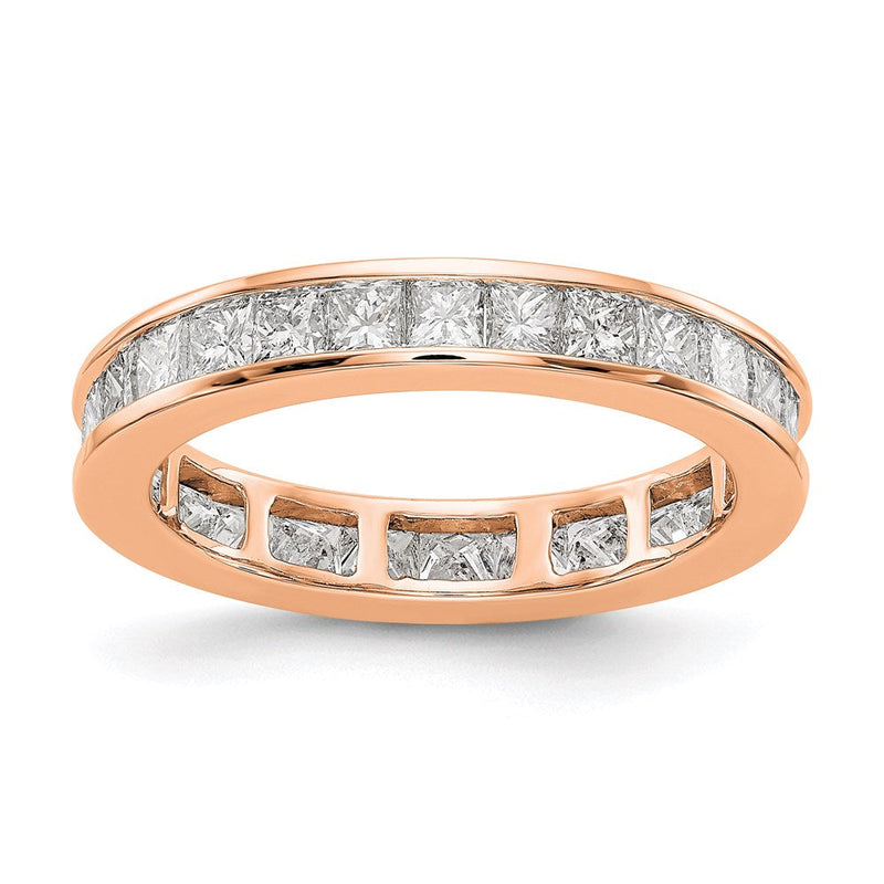 14K Roségold Poliert Größe 7.5 Kanalfassung-set 2 Karat Princess Diamant Komplett Memoire Ehering Ring