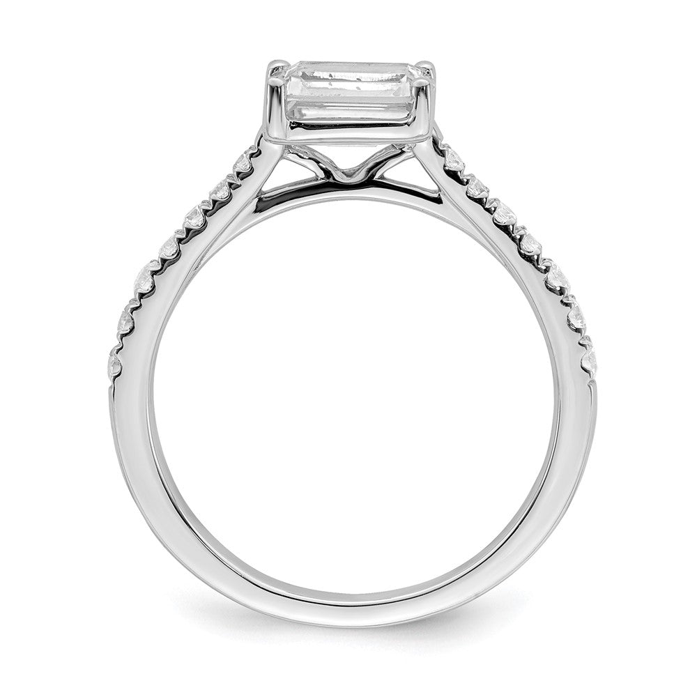 14K Weißgold Ost West (holds 1 Karat (6.9x5.2mm) Smaragd-cut Mittig) 1/4 Karat Diamant Halbfassung Verlobungsring