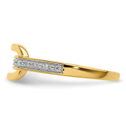 14K Gelbgold poliert Diamant-Glieder-Ring