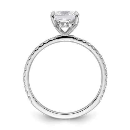 14K Weißgold Verlobungsring mit 1 3/8K zertifiziertem, im Labor gezüchtetem Diamanten VS/SI+ G+ im Prinzess-Schliff, kompletter Solitär mit Flair