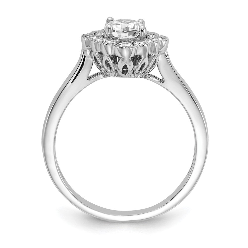 True Origin 14K Weißgold Verlobungsring mit Halo, 0,25K Labor-gezüchteten Diamanten, rundes Semi-Mount, VS+ F+