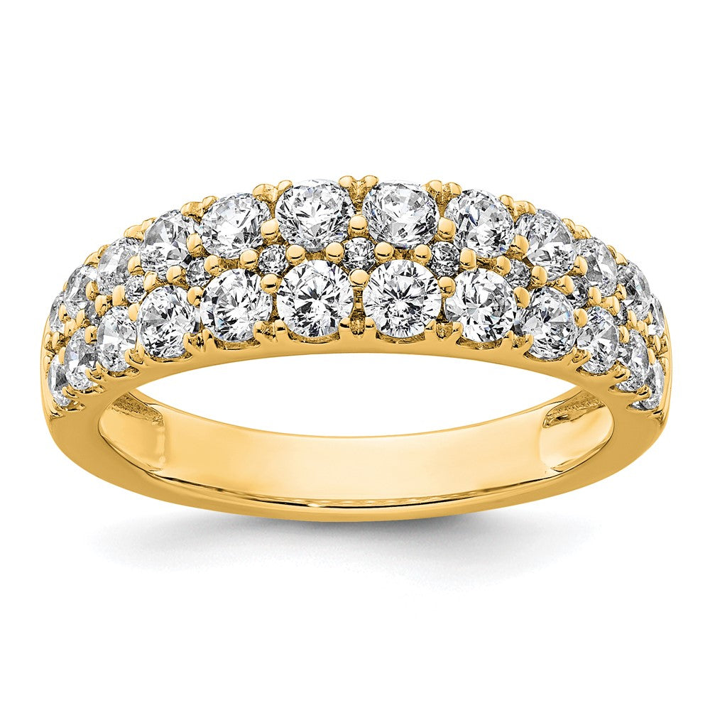 True Origin 14K Gelbgold Verlobungsring mit 1,25 ct. laborgezüchteten Diamanten VS+ F+, zweireihig, kompletter Ehering