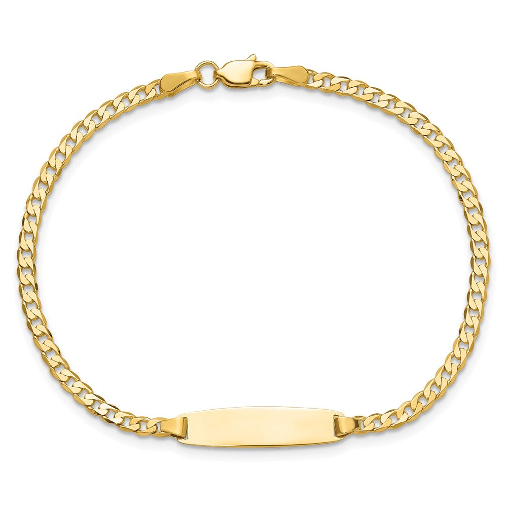 14K Gelbgold Poliert Massiv Kette/solid Platte Panzer Glieder 19.5x5.5mm Platte 8 Zoll Id Armband