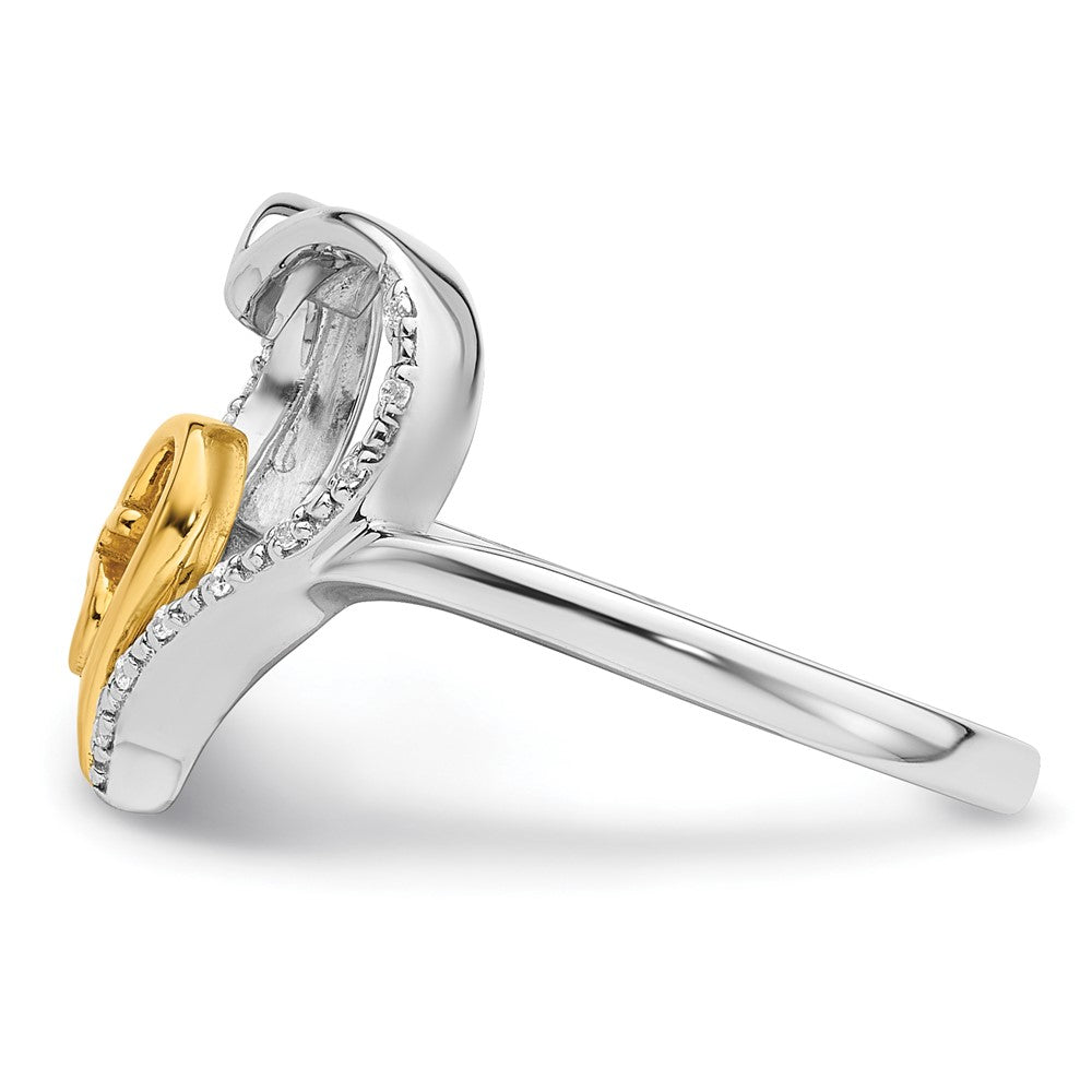 14K Zweifarbiger Gold Polierter Diamant-Herz-Ring zur Quinceañera