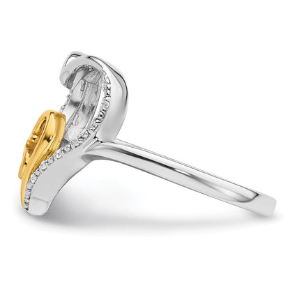 14K Zweifarbiger Gold Polierter Diamant-Herz-Ring zur Quinceañera