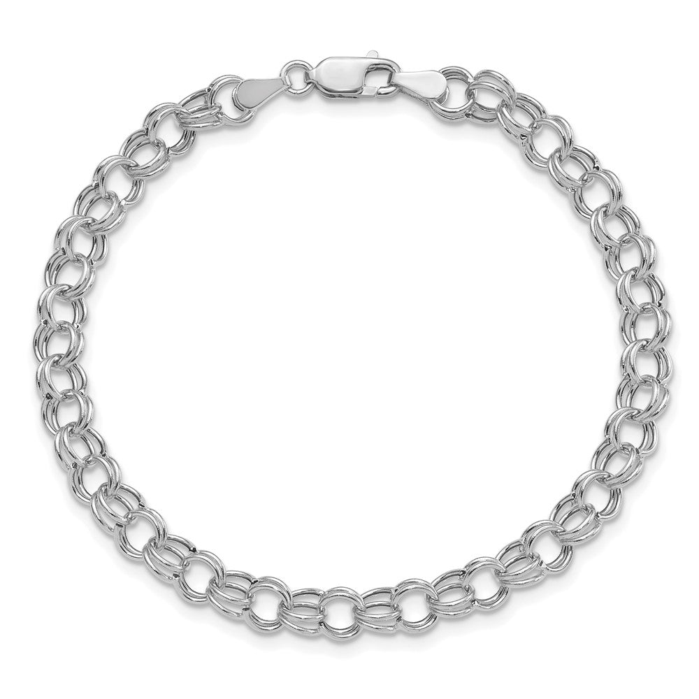 14K Weißgold 6mm Hohl Doppelt Glieder Charm Armband