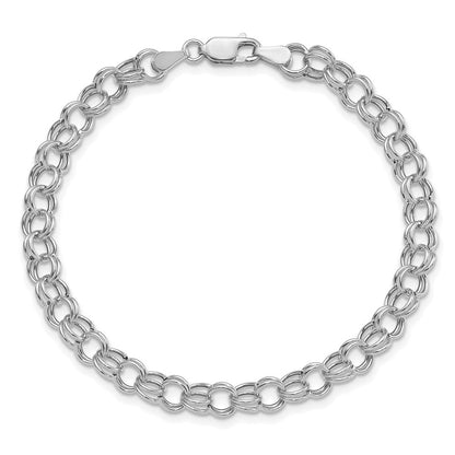14K Weißgold 6mm Hohl Doppelt Glieder Charm Armband