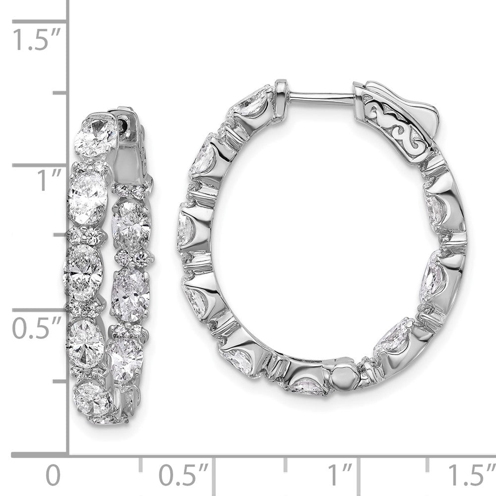 14K Weißgold Creolen mit im Labor gezüchteten Diamanten im Oval- und Rundschliff, "In and Out", 5 ct., VS/SI+ G+