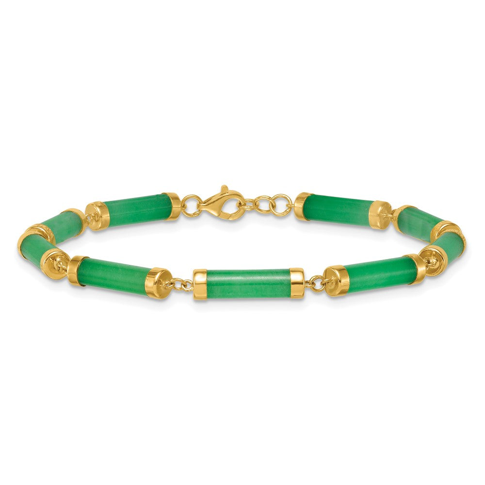 14K Gelbgold Poliert 4.0mm Jade Bars 7 Zoll Armband