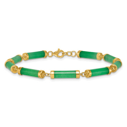 14K Gelbgold Poliert 4.0mm Jade Bars 7 Zoll Armband
