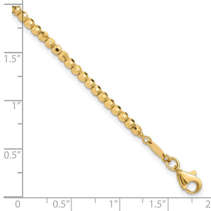14K Gelbgold Poliert und Diamantiert Gekugelt 7.25 Zoll Armband