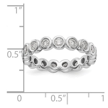 14K Weißgold Poliert Größe 7 Zargenfassung-set 1 Karat Diamant Komplett Memoire Ehering Ring
