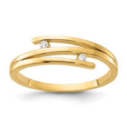 14K Gelbgold Poliert Zirkonia Mode Ring