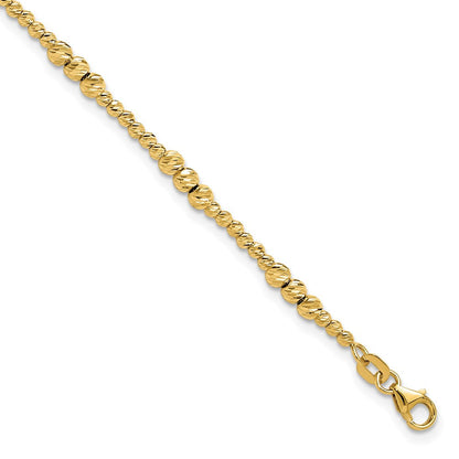 14K Gelbgold Diamantiert Gekugelt 7.5 Zoll Armband