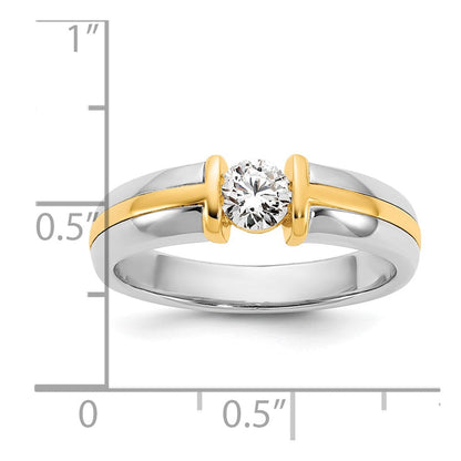 14K Bicolor Gold.5ct Herren Ehering Ring