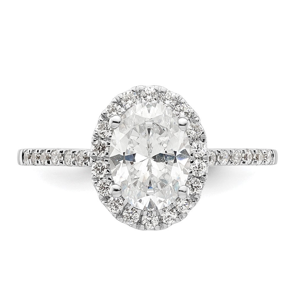 14K Bicolor Gold Bicolor Heiligenschein (holds 1.5 Karat (8x6mm) Oval Mittig) 1/3 Karat Diamant Halbfassung Verlobungsring