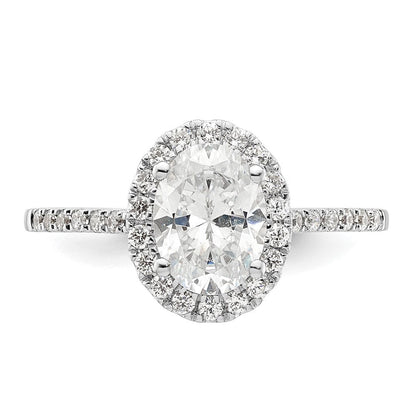 14K Bicolor Gold Bicolor Heiligenschein (holds 1.5 Karat (8x6mm) Oval Mittig) 1/3 Karat Diamant Halbfassung Verlobungsring