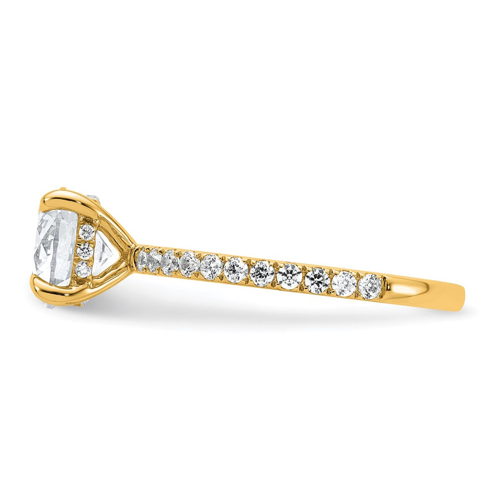 14K Gelbgold Verlobungsring mit 2K zertifiziertem, im Labor gezüchtetem Diamant VS+ F+, rund, komplettes Solitär mit Flair