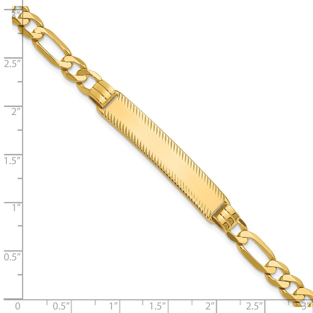 14K Gelbgold Poliert Massiv Kette/solid Platte Figaro Glieder Diamantiert 39x8mm Platte 8 Zoll Id Armband