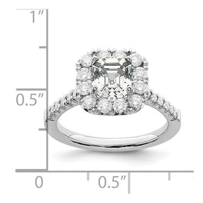 14K Weißgold Heiligenschein (holds 1.5 Karat (6.25mm) Asscher-cut Mittig) 3/4 Karat Diamant Halbfassung Verlobungsring