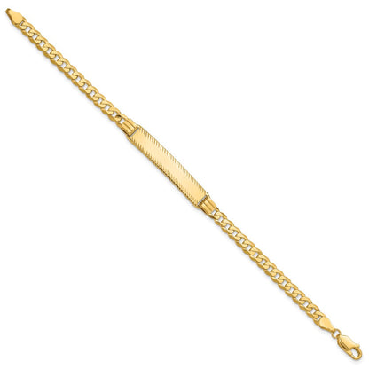 14K Gelbgold Poliert Massiv Kette/solid Platte Panzer Glieder Diamantiert 34x7mm Platte 8 Zoll Id Armband