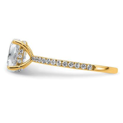 14K Gelbgold Verlobungsring mit Solitär und Flair, 1 1/3K zertifizierter Labor-gezüchteter Diamant VS+ F+ im Ovalschliff