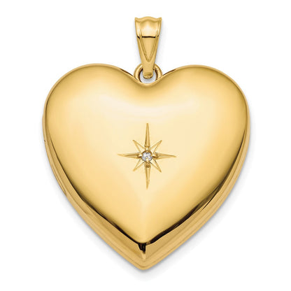 14K Gelbgold Diamant Stern Ash Halter 24mm Herz Medaillon