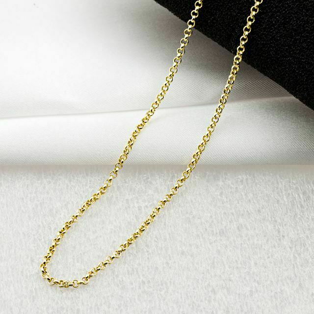 60 cm massive Rolo-Kette aus 8K Gelbgold, feiner Schmuck, Valentinstagsgeschenk