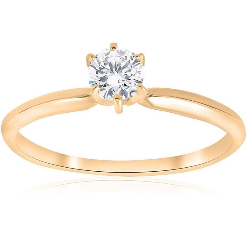 14K Gelbgold Solitär-Verlobungsring mit 0,25 ct. Diamant im Brillantschliff